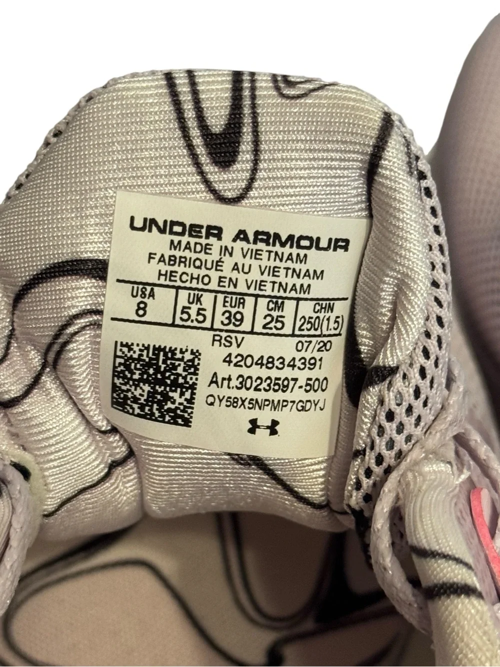 Under Armour Women’s Lavender Mesh Training Sneakers